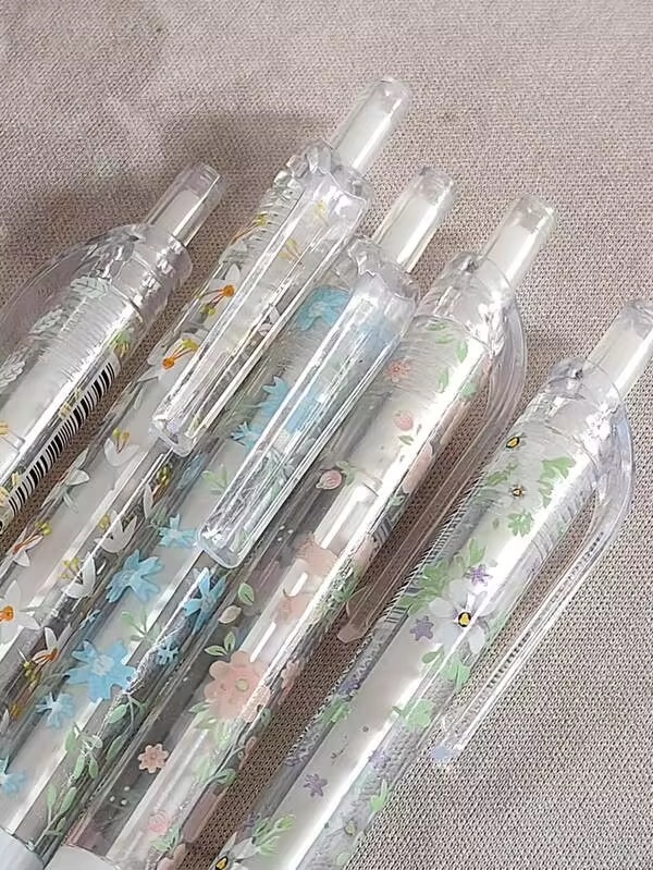 6 ชิ้น ปากกาเจลแบบกด - 0.5 มม., หมึกสีดำแห้งเร็ว, ลายดอกไม้, เหมาะสำหรับการเขียนที่ราบรื่นบนสมุดบันทึกและเครื่องเขียนสำนักงาน, ฤดูเปิดเทอม, วันแม่/อุปกรณ์สำนักงาน/ของขวัญขอบคุณครู/เครื่องเขียน/โรงเรียน