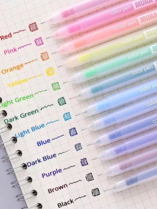 6ชิ้น/แพ็ค ปากกาเจลสีสันสดใส 0.5 มม.