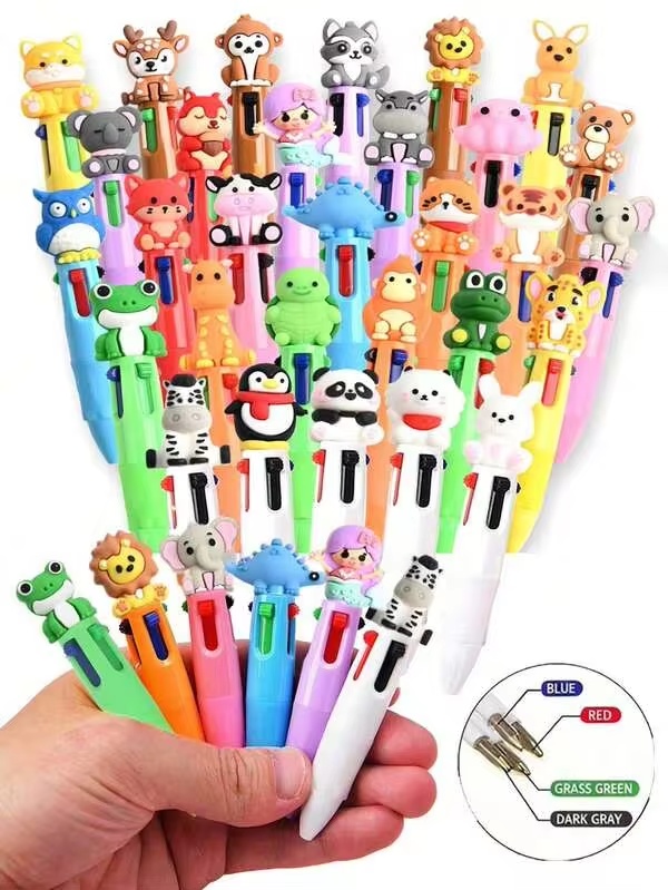ชุดปากกาลูกลื่นมินิน่ารักสีสันสดใส 12 ชิ้น/เซ็ต แบบ 4-In-1 ของขวัญปาร์ตี้วันเกิด พร้อมหมึกหลายสี ตกแต่งธีมสัตว์น่ารัก ลายคาปิบารา สำหรับรางวัลในห้องเรียนและอุปกรณ์สำนักงาน กลับเข้าเรียน