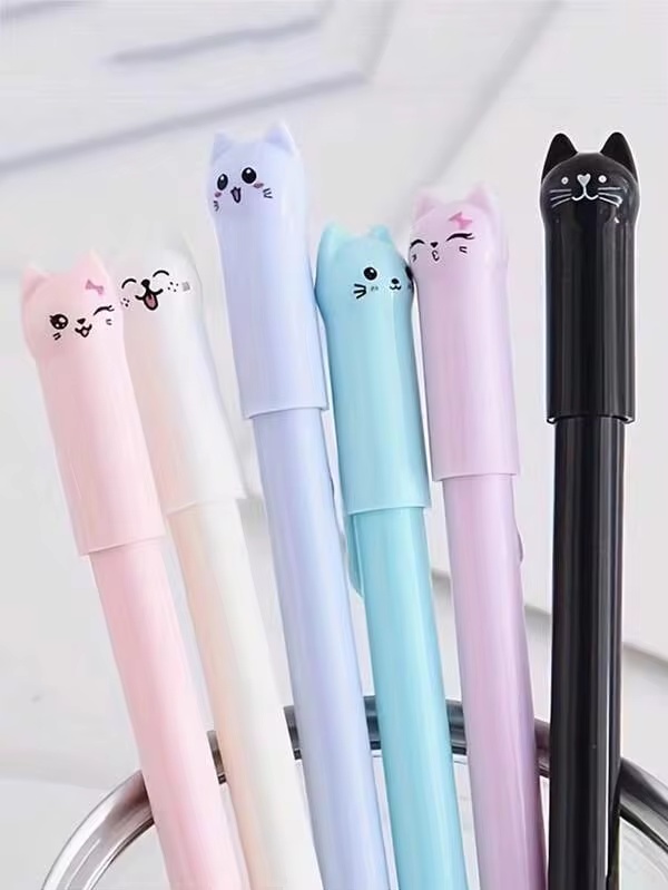 8ชิ้น/ชุด ปากกาเจลลายคิตตี้น่ารัก, ดีไซน์การ์ตูนแมวสุดสร้างสรรค์พร้อมหางกระดิก หมึกสีดำ/น้ำเงิน, ปากกาลูกลื่น, ปากกาเซ็นชื่อ, เครื่องเขียน, สำหรับกลับไปโรงเรียน, ของขวัญวันหยุด