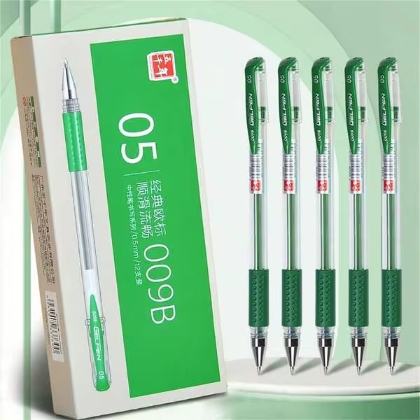 WUQIANNIAN กล่อง 12ด้าม ปากกาเจลสีเขียว ปลายปากกา 0.5มม. เขียนลื่น ใช้หมึกสีเขียว, หมึก - อุปกรณ์สำนักงานที่สมบูรณ์แบบ/อุปกรณ์โรงเรียนกลับสู่โรงเรียน
