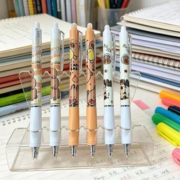 ชุดปากกาเจลลบได้ลายคาปิบาร่าน่ารัก - ปากกาหมึกสีน้ำเงิน 0.5 มม. แบบกดได้ พร้อมลาย Moyi น่ารัก แห้งเร็ว สำหรับโรงเรียน & สำนักงาน | ของขวัญจำเป็นสำหรับกลับโรงเรียน 2026 ของใช้จำเป็นสำหรับโรงเรียน