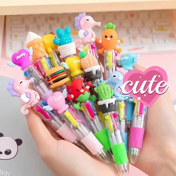 OBOVAY 1ชิ้น/3ชิ้น/5ชิ้น/10ชิ้น/20ชิ้น ปากกาลูกลื่นขนาดเล็ก ลายการ์ตูน ผลไม้/ผัก/สัตว์หลากสี (ปากกาลูกลื่น 1 ด้ามมี 4 สี), ปากกาลูกลื่นสีสันสร้างสรรค์, ปากกาสีขนาดกะทัดรัด จัดเก็บง่าย, เครื่องเขียนนักเรียนสร้างสรรค์, เหมาะสำหรับจดบันทึก, ระบายสี, ไดอารี่ DIY, ของขวัญวันหยุด/วันเกิดนักเรียน, ของขวัญรางวัลนักเรียน