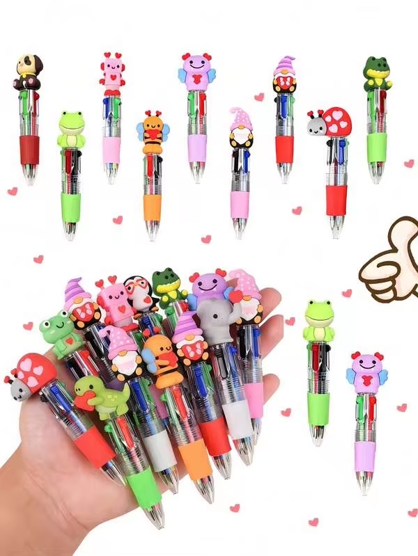 14 ชิ้น-ปากกาสี 4 สี วันวาเลนไทน์, ปากกา 4-In-1, ลวดลายหัวใจและสัตว์หลายแบบ, ปากกาแบบดึง, ลำตัวใส, อุปกรณ์กลับโรงเรียน, เครื่องเขียนและอุปกรณ์สำนักงาน, เหมาะสำหรับของขวัญงานวันเกิด, ของเติมถุงของขวัญ, รางวัลในห้องเรียน, ของขวัญเครื่องเขียนกลับโรงเรียน, วันวาเลนไทน์, ตกแต่งโต๊ะ และอื่นๆ (หลายสไตล์)